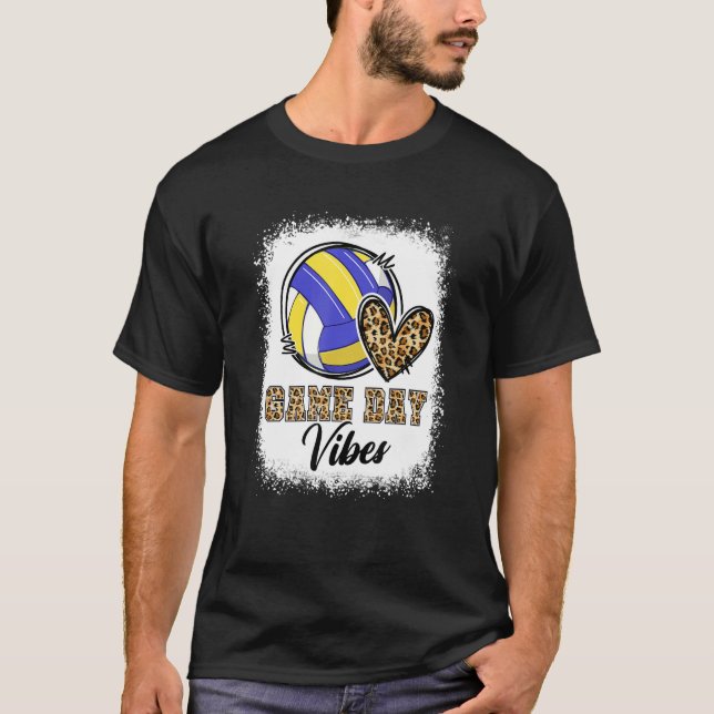 Camiseta Bleached Volleyball Game Day Vibes Volleyball Mom  (Anverso)