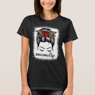 Camiseta Bleaches Momo Life Messy Bun Leopard Print Women M