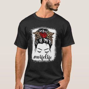 Camiseta Bleaches Wife Life Messy Bun Leopard Print Women M