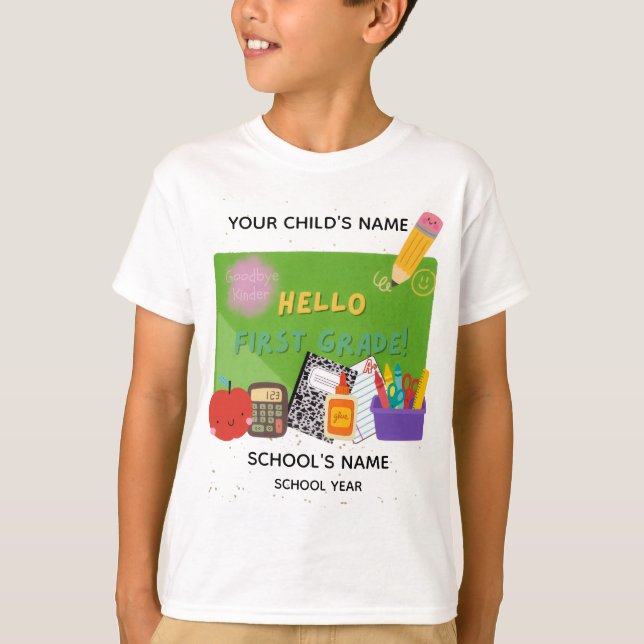 Camiseta BLEEGRAPICS: ¡Hola, primer grado! (Anverso)