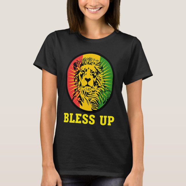 Camiseta Bless Up Reggae Leon Reggae Music Jah Love Rasta I (Anverso)