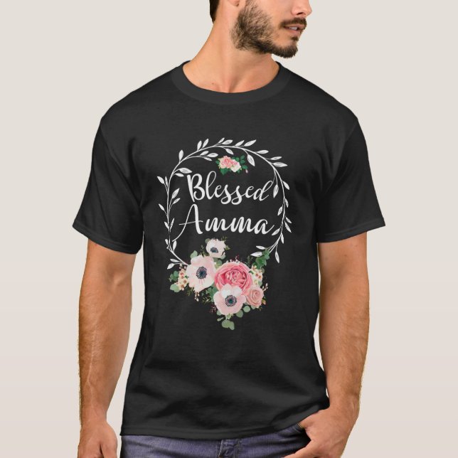 Camiseta Blessed Amma  For Women Flower Decor Grandma (Anverso)