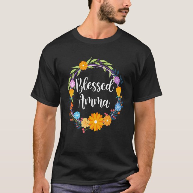 Camiseta Blessed Amma Shirt Grandma Mothers Day Thanksgivin (Anverso)