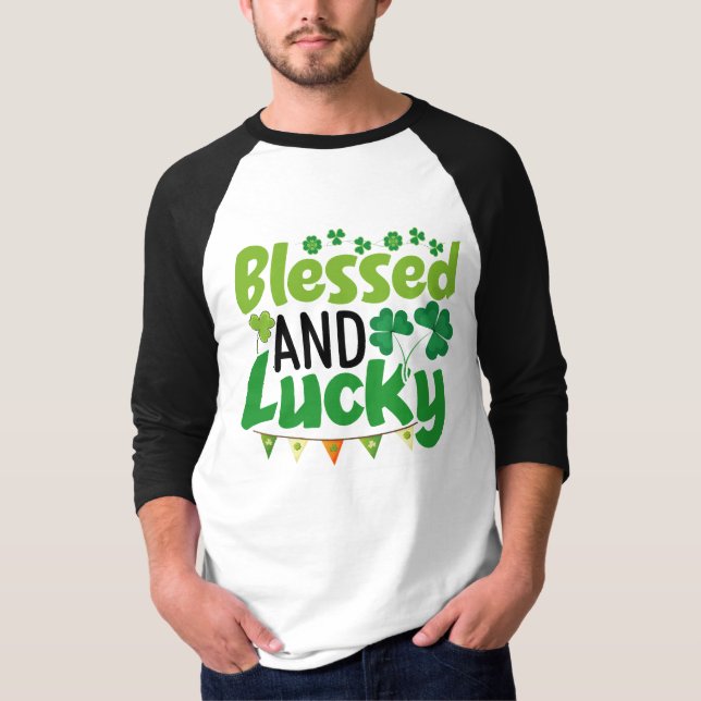 Camiseta Blessed And Lucky St. Patrick’s Day Design-61103 (Anverso)