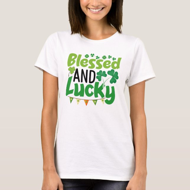 Camiseta Blessed And Lucky St. Patrick’s Day Design-61103 (Anverso)