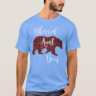 Camiseta Blessed Aunt Bear Red Tartan Plaid Fun Auntie Gift