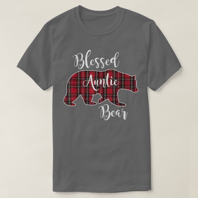 Camiseta Blessed Auntie Bear Red Tartan Plaid Pattern Fun A (Diseño del anverso)
