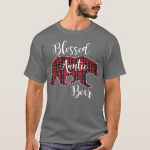 Camiseta Blessed Auntie Bear Red Tartan Plaid Pattern Fun A