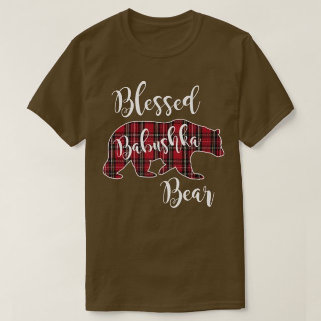 Camiseta Blessed Babushka Bear Red Tartan Plaid Fun Grandma (Diseño del anverso)