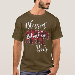 Camiseta Blessed Babushka Bear Red Tartan Plaid Fun Grandma