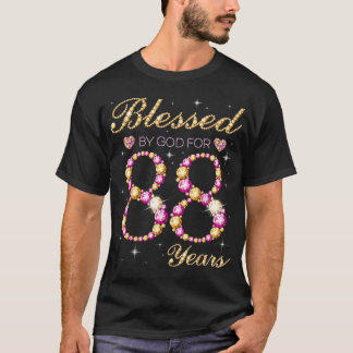 Camiseta Blessed By God For 88 Years Old Birthday Party