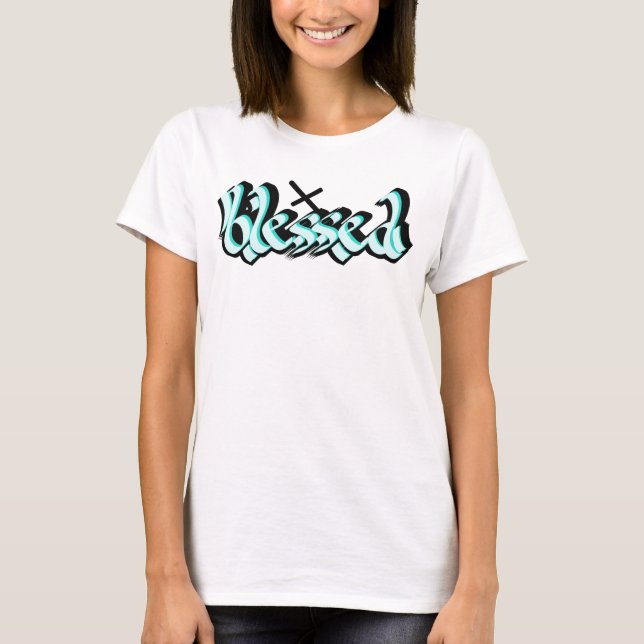 Camiseta Blessed Calligraphy Street Art Urban (Anverso)