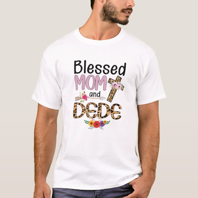 Camiseta Blessed Dede Leopard Womens Floral Dede Mothers Da (Anverso)