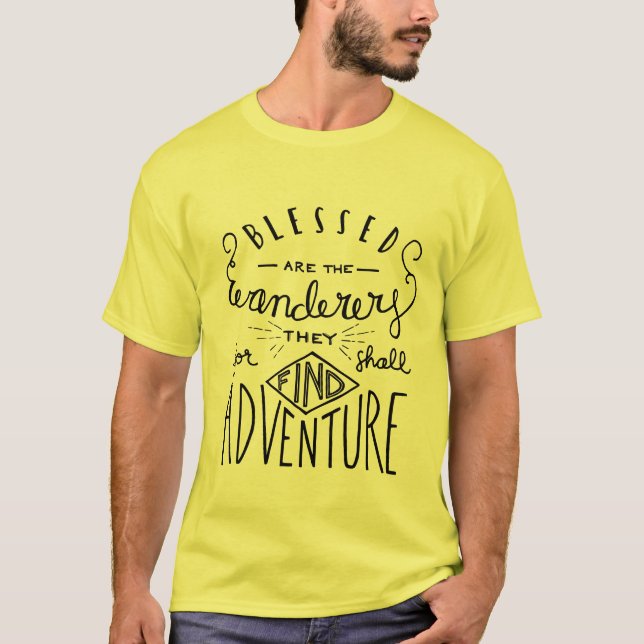 Camiseta Blessed es los hombres puestos letras mano de los (Anverso)
