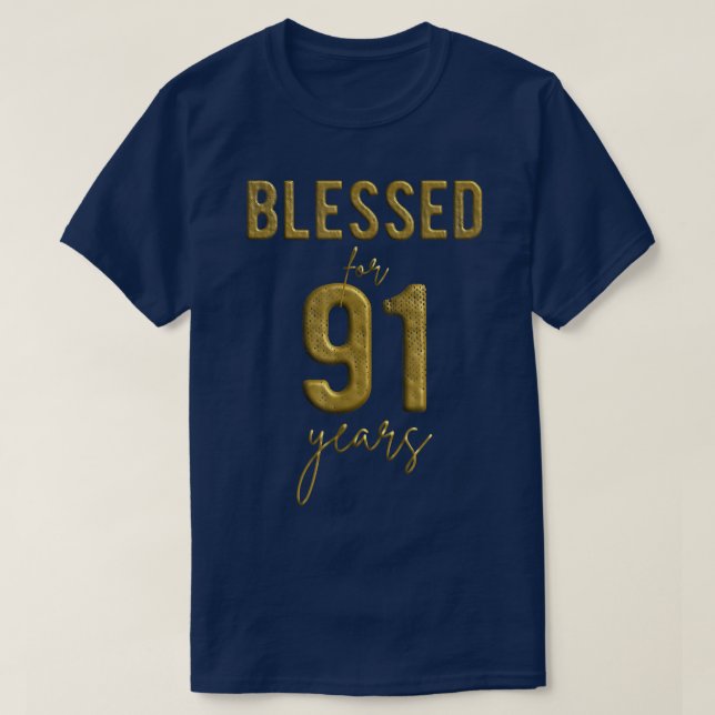 Camiseta Blessed For 91 Years Old 91st Birthday Christmas W (Diseño del anverso)