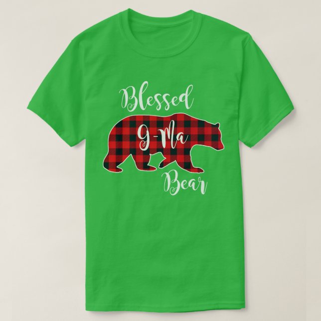 Camiseta Blessed G-Ma Bear Red Buffalo Check Plaid Fun Gran (Diseño del anverso)