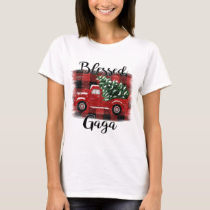 Camiseta Blessed Gaga Red Truck Vintage Christmas Tree