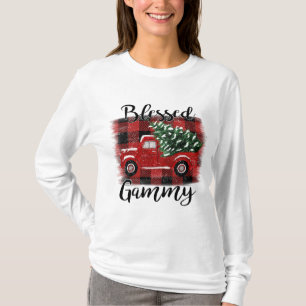 Camiseta Blessed Gammy Red Truck Vintage Christmas Tree