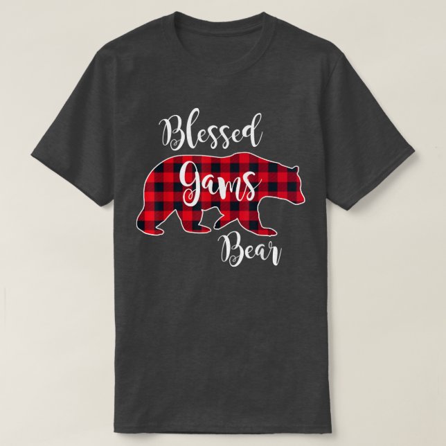 Camiseta Blessed Gams Bear Red Buffalo Check Plaid Fun Gran (Diseño del anverso)
