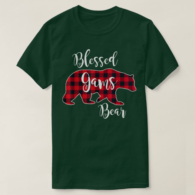 Camiseta Blessed Gams Bear Red Buffalo Check Plaid Fun Gran (Diseño del anverso)