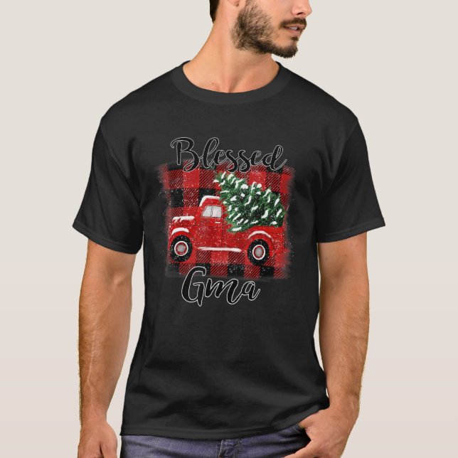 Camiseta Blessed Gma Red Truck Vintage Christmas Tree (Anverso)