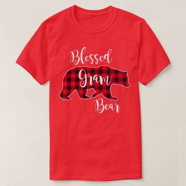 Camiseta Blessed Gram Bear Red Buffalo Check Plaid Fun Gran (Diseño del anverso)