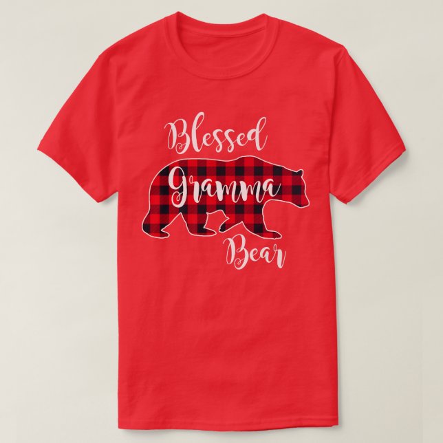 Camiseta Blessed Gramma Bear Red Buffalo Check Plaid Fun Gr (Diseño del anverso)