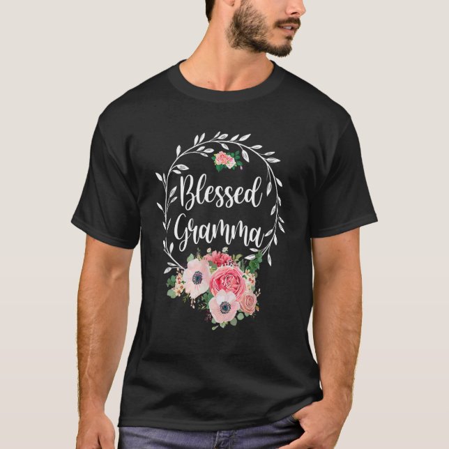 Camiseta Blessed Gramma  Flower Decor (Anverso)