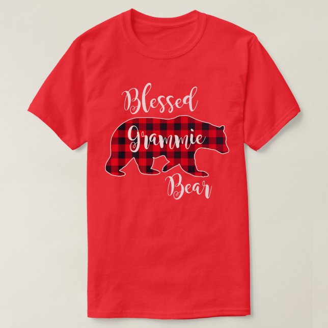 Camiseta Blessed Grammie Bear Red Buffalo Check Plaid Grand (Diseño del anverso)