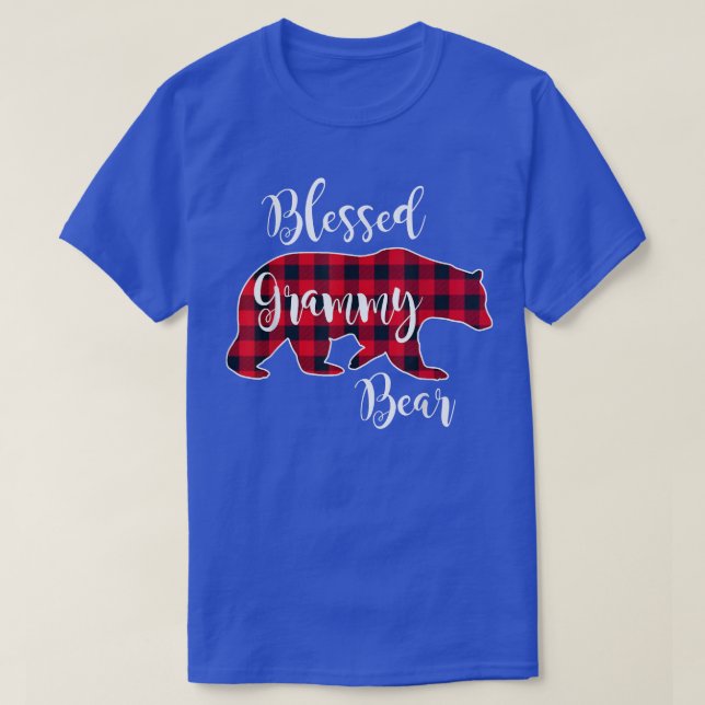 Camiseta Blessed Grammy Bear Red Buffalo Check Plaid Fun Gr (Diseño del anverso)