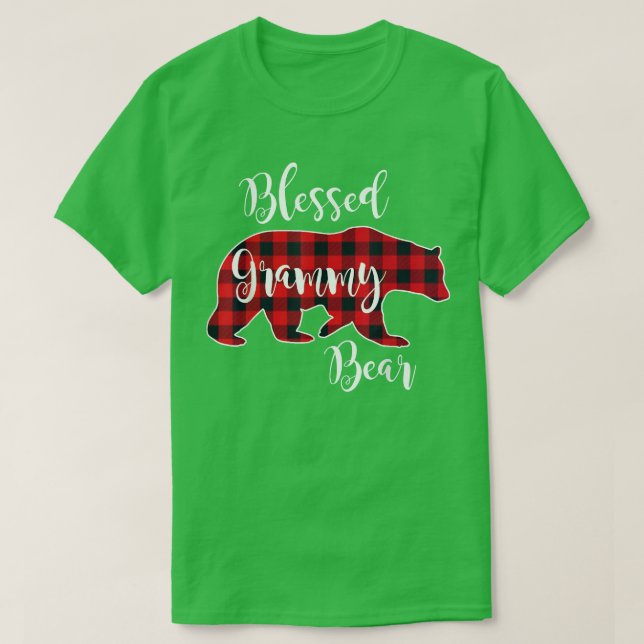 Camiseta Blessed Grammy Bear Red Buffalo Check Plaid Fun Gr (Diseño del anverso)