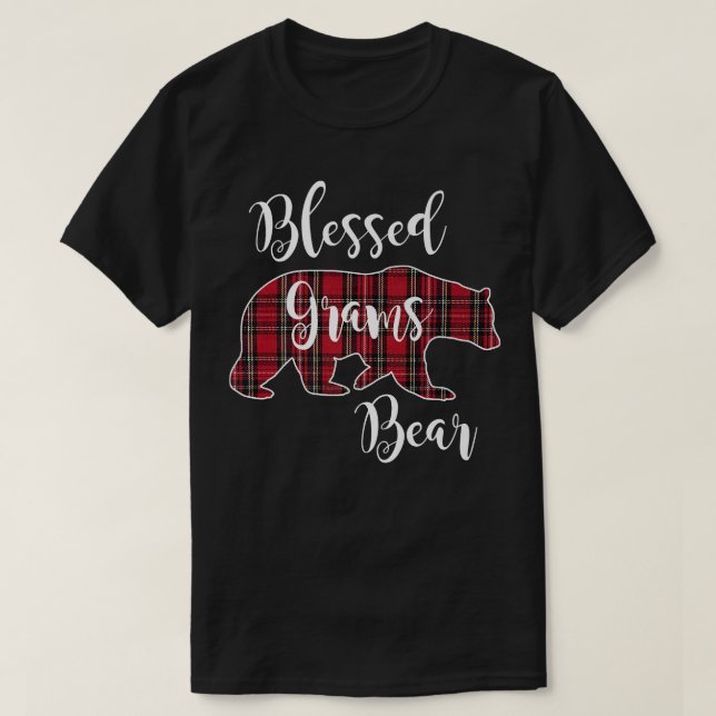 Camiseta Blessed Grams Bear Red Tartan Plaid Fun Grandma Gi (Diseño del anverso)