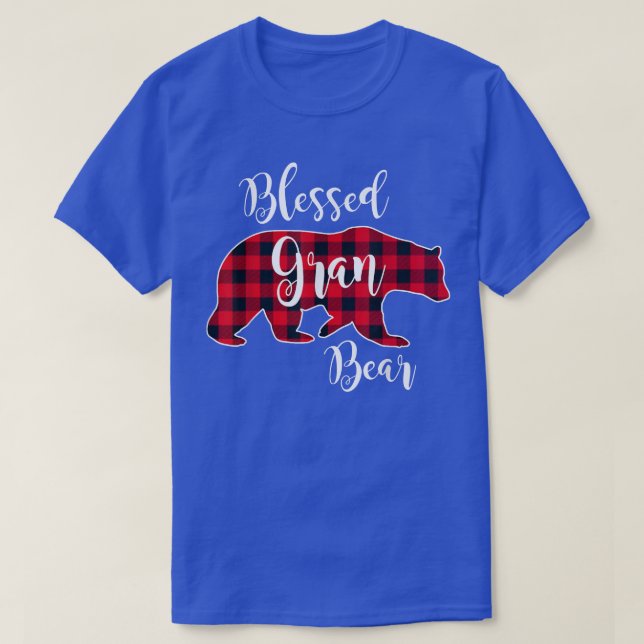 Camiseta Blessed Gran Bear Red Buffalo Check Plaid Fun Gran (Diseño del anverso)