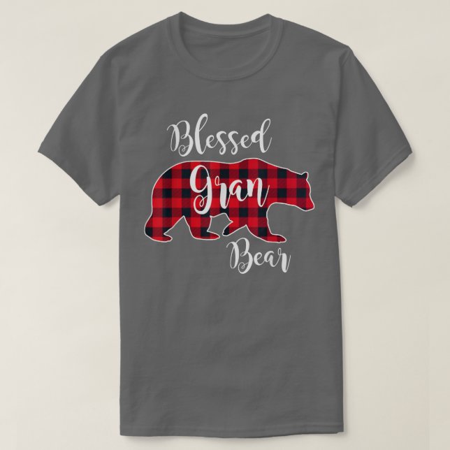Camiseta Blessed Gran Bear Red Buffalo Check Plaid Fun Gran (Diseño del anverso)