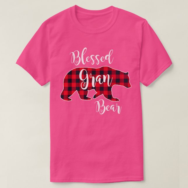 Camiseta Blessed Gran Bear Red Buffalo Check Plaid Fun Gran (Diseño del anverso)