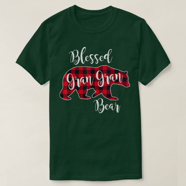 Camiseta Blessed Gran Gran Bear Red Buffalo Check Plaid Gra (Diseño del anverso)
