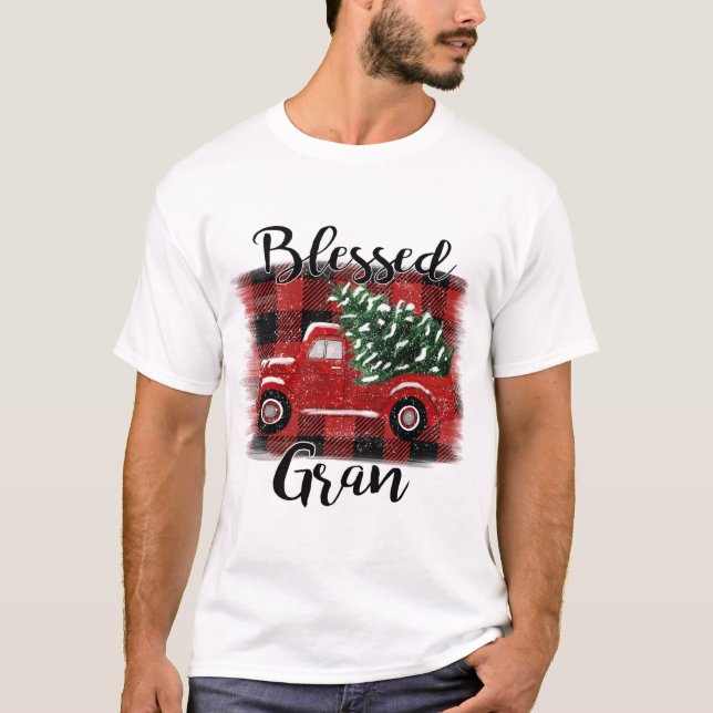 Camiseta Blessed Gran Red Truck Vintage Christmas Tree (Anverso)
