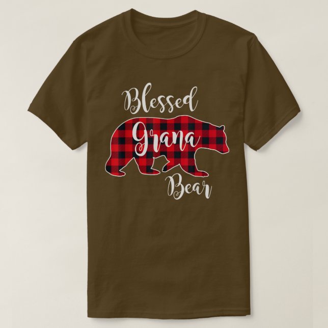 Camiseta Blessed Grana Bear Red Buffalo Check Plaid Fun Gra (Diseño del anverso)