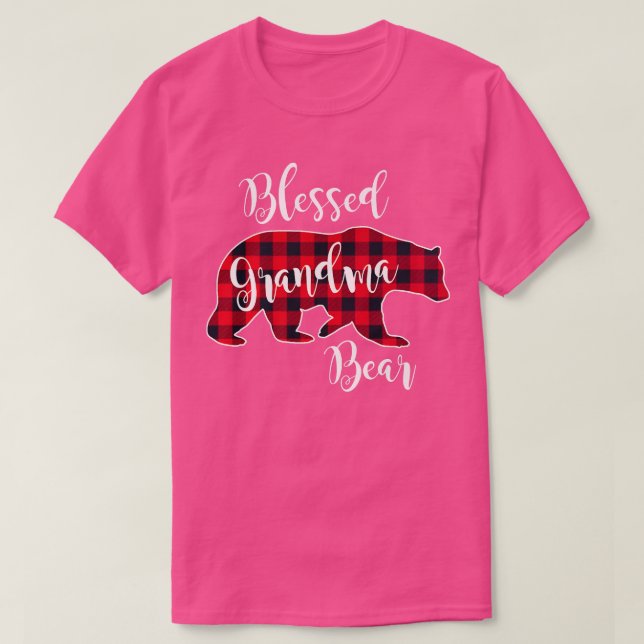 Camiseta Blessed Grandma Bear Red Buffalo Check Plaid Grand (Diseño del anverso)