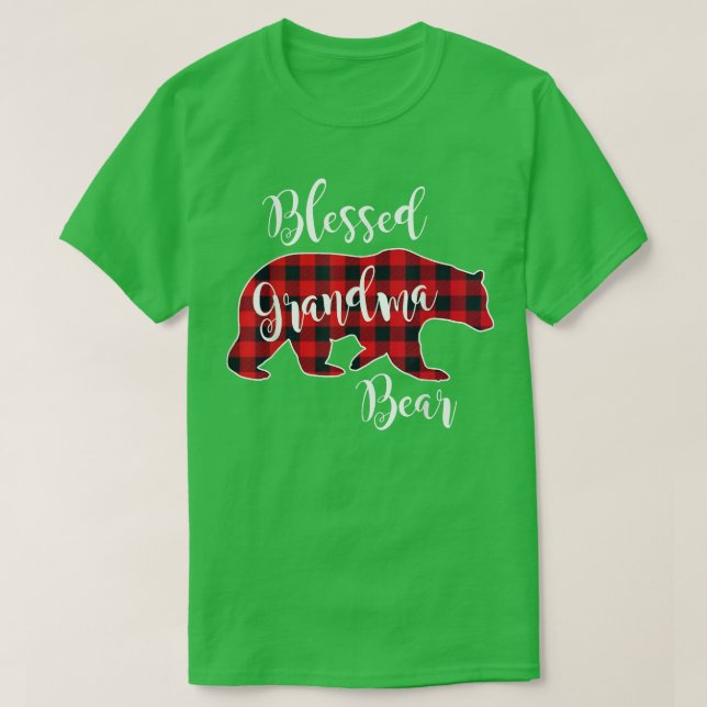 Camiseta Blessed Grandma Bear Red Buffalo Check Plaid Grand (Diseño del anverso)