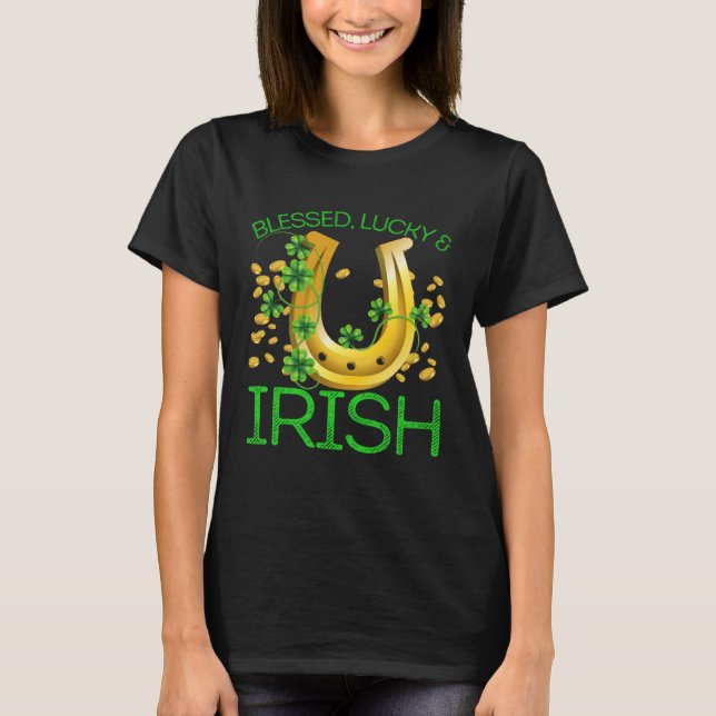 Camiseta Blessed Lucky & Irish Men Women Kids Patricks Day  (Anverso)