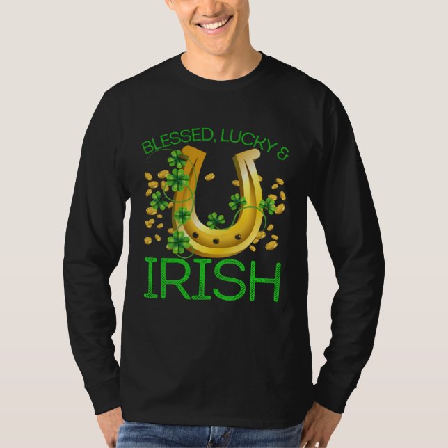 Camiseta Blessed Lucky & Irish Men Women Kids Patricks Day  (Anverso)
