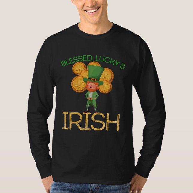 Camiseta Blessed Lucky & Irish Men Women Kids Patricks Day  (Anverso)