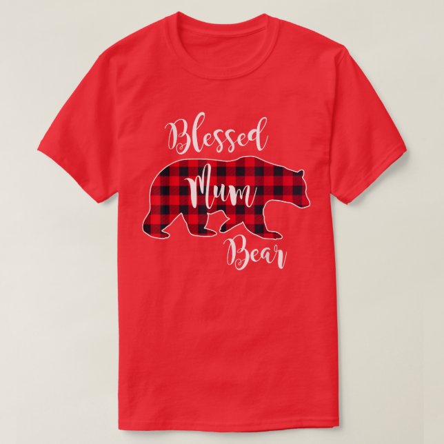 Camiseta Blessed Mamá Bear Buffalo Check Plaid Pattern Mama (Diseño del anverso)