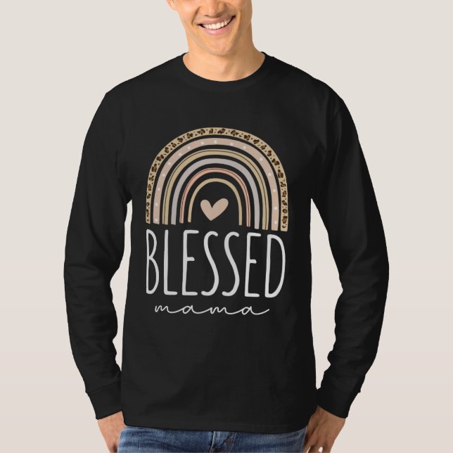 Camiseta Blessed Mama  Leopard Rainbow (Anverso)