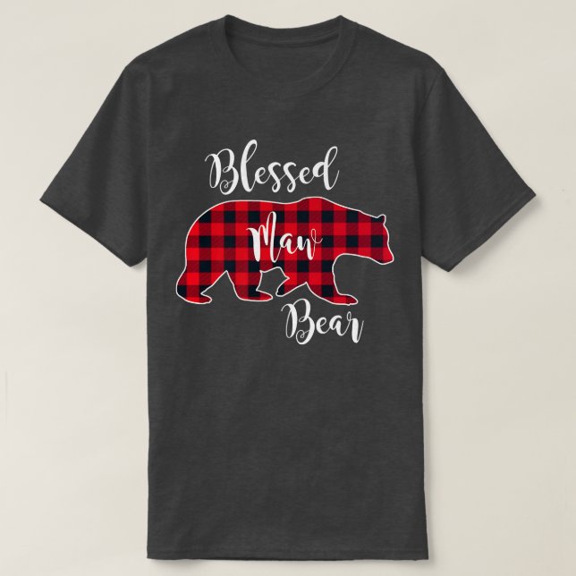 Camiseta Blessed Maw Bear Red Buffalo Check Plaid Fun Grand (Diseño del anverso)
