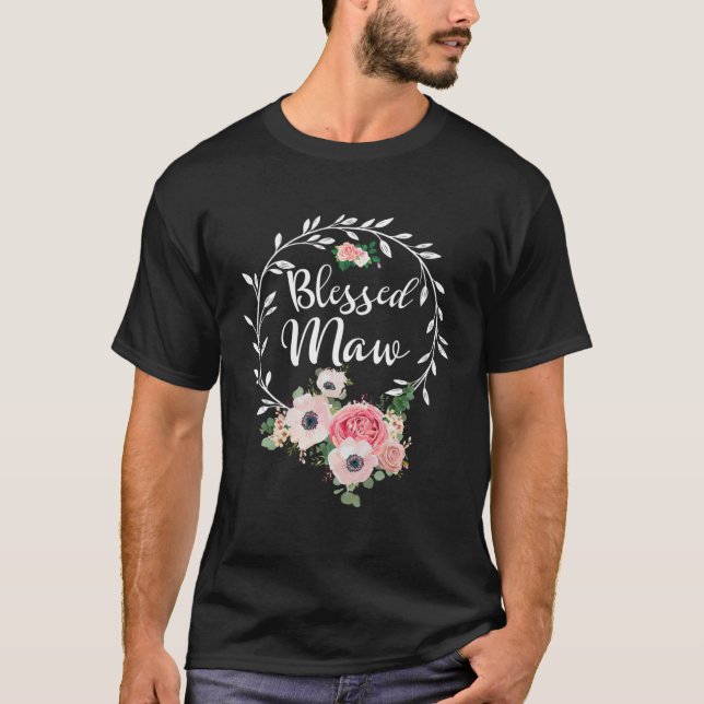 Camiseta Blessed Maw  For Women Flower Decor Grandma (Anverso)