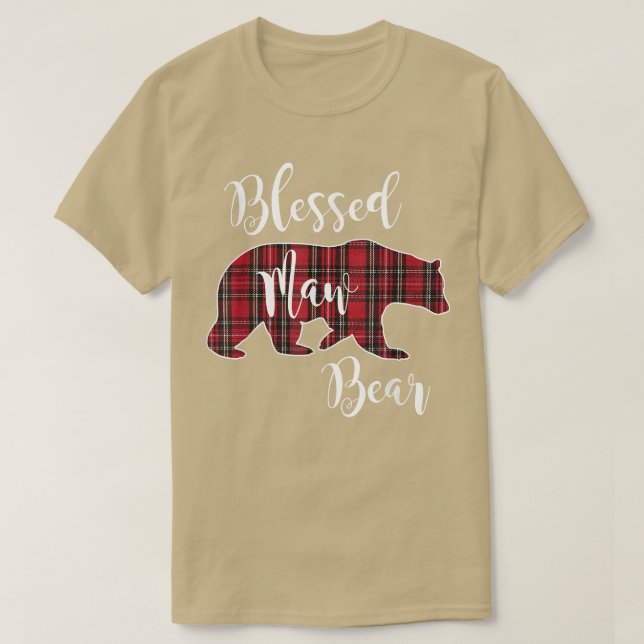Camiseta Blessed Maw Oso Rojo Tartán Paid Pattern Mama Mot (Diseño del anverso)