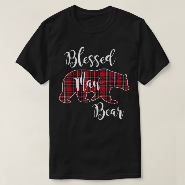 Camiseta Blessed Maw Oso Rojo Tartán Paid Pattern Mama Mot (Diseño del anverso)