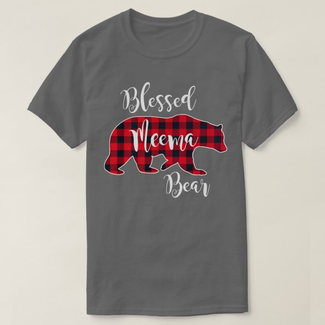 Camiseta Blessed Meema Oso Red Buffalo Check Plaid Fun Gra (Diseño del anverso)